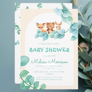 Green Forest Dieren Baby shower Kaart