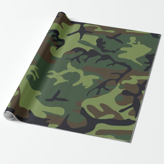 Green Forest Militaire Camo Cadeaupapier (Uitgerold)