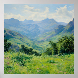 Green Forest Peaks Fine Art   Impressionisme Poster