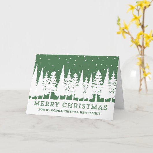 Green Forest peetdochter en familie kerst Kaart (Gele Bloem)