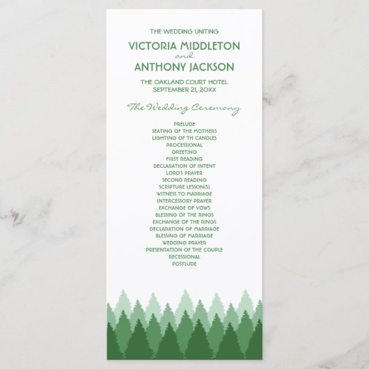 Green Forest Range Woodland bruiloft Programma (Voorkant)