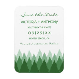 Green Forest Range Woodland Bruiloft Save The Date Magneet