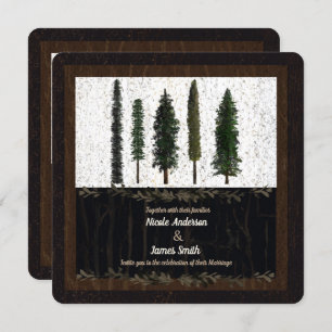 Green Forest Trees Rustic Woodsy Wedding Kaart