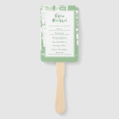 Green Forest Wedding Ceremony Program Set of Fans Handwaaier (Voorkant)
