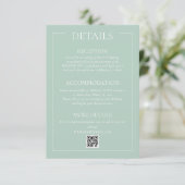 Green Formal Wedding Details Enclosure Kaart (Staand voorkant)