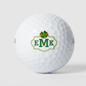 Green Four Leaf Clover Irish Three Initiaal Golfballen (Voorkant)