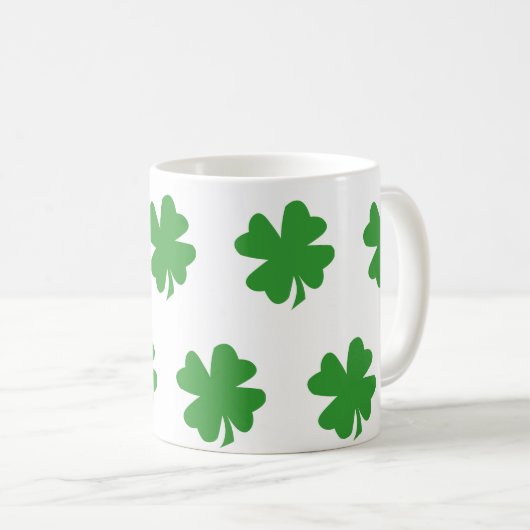 Green Four Leaf Clover Minimal Koffiemok (Voorkant rechts)
