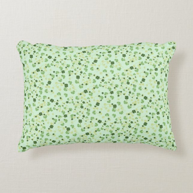 Green Four Leaf Clovers St Patricks Day Accent Kussen (Voorkant)
