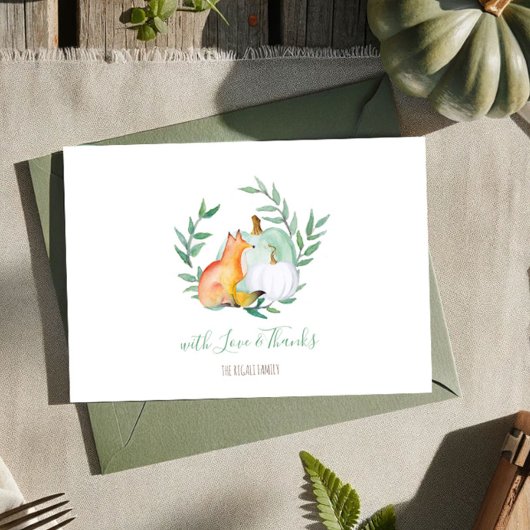 Green Fox Pompoen Woodland Dank u Kaart