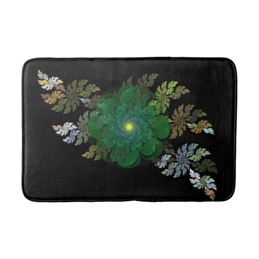 Green Fractal Flower Bath Mat (Voorkant)