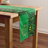 Green Fractal Hearts Table Runner Korte Tafelloper (Voorbeeld)