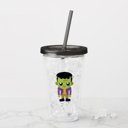 Green Frankenstein Monster Halloween Acryl Drinkbeker (Achterkant ijs)