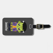 Green Frankenstein Monster Halloween Bagagelabel (Voorkant horizontaal)