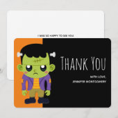 Green Frankenstein Monster Halloween Bedankkaart (Voorkant / Achterkant)