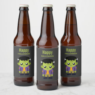 Green Frankenstein Monster Halloween Bier Etiket