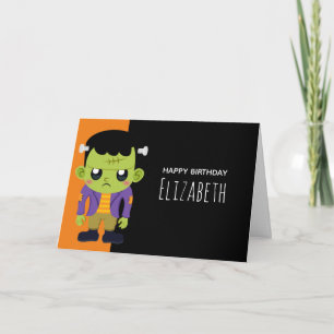 Green Frankenstein Monster Halloween Birthday Kaart