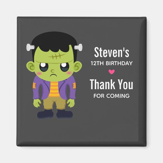 Green Frankenstein Monster Halloween Birthday Magneet (Voorkant)