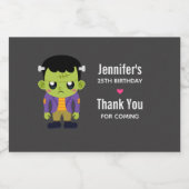 Green Frankenstein Monster Halloween Birthday Sparkling Wijnetiket (Enkel label)
