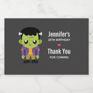 Green Frankenstein Monster Halloween Birthday Sparkling Wijnetiket