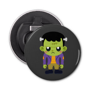 Green Frankenstein Monster Halloween Button Flesopener