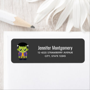 Green Frankenstein Monster Halloween Etiket