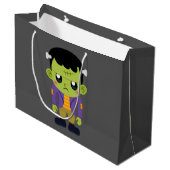 Green Frankenstein Monster Halloween Groot Cadeauzakje (Voorkant Gekanteld)