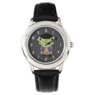 Green Frankenstein Monster Halloween Horloge