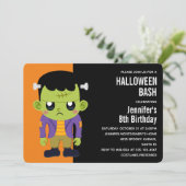 Green Frankenstein Monster Halloween Invitation (Debout devant)