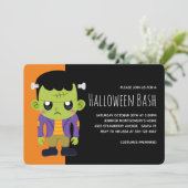 Green Frankenstein Monster Halloween Kaart (Staand voorkant)