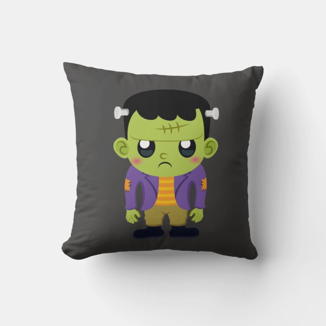 Green Frankenstein Monster Halloween Kussen (Voorkant)