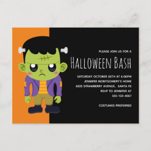 Green Frankenstein Monster Halloween Party Uitnodiging Briefkaart
