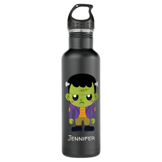 Green Frankenstein Monster Halloween Waterfles (Voorkant)