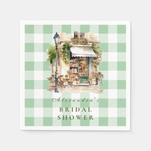 Green French Cafe Vrijgezellenfeest Servet (Voorkant)