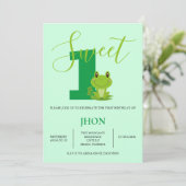 Green Frog Birthday Party Invitation Kaart (Staand voorkant)