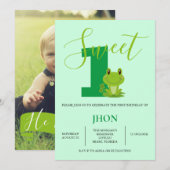 Green Frog Birthday Party Invitation Kaart (Voorkant / Achterkant)