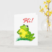 Green Frog Carte pour notes pour dire 'Salut ! ' (Fleur jaune)