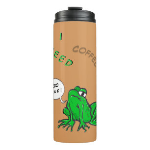 Green Frog Cartoon Koffietijd Thermische Tumbler Thermosbeker