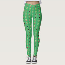 Green Frog en Fireworks Design leggings