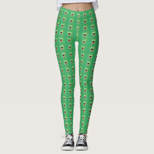 Green Frog en Fireworks Design leggings