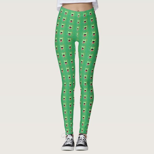 Green Frog en Fireworks Design leggings (Voorkant)