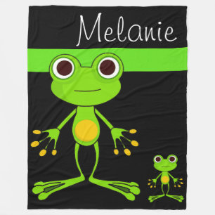 Green Frog Fleece Blanket Deken