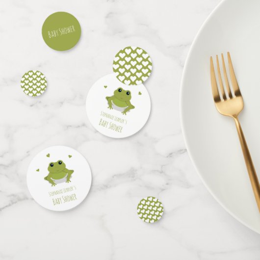 Green Frog Hearts Naam Baby shower Confetti (Groep)