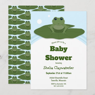 Green Frog Lily Pad   Uitnodiging tot Baby shower