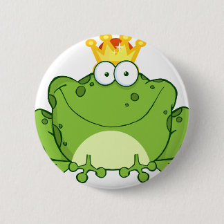 Green Frog Prince Cartoon Character Ronde Button 5,7 Cm