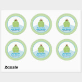 Green Frog Prince Round Custom Favor Sticker (Vel)