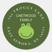 Green Frog Round Return-label Ronde Sticker (Voorkant)
