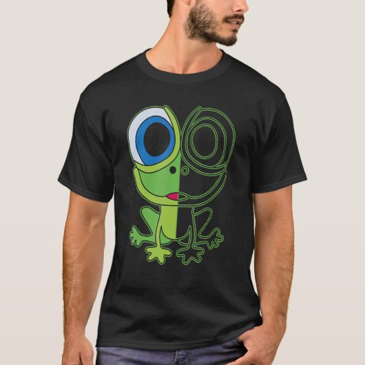 Green frog with big eyes animal motif with toad t-shirt (Voorkant)