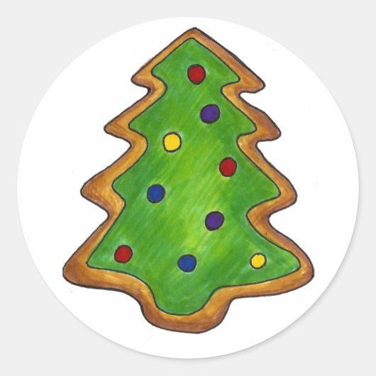 Green Frosted KerstTree Sugar Cookie Holiday Ronde Sticker (Voorkant)