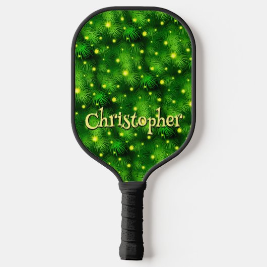 Green Fun Typografie - Eigen naam kerstboom Pickleball Paddle (Achterkant)
