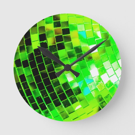 Green Funky Disco Ball Ronde Klok (Voorkant)